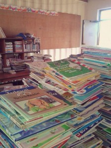 Stacks and stacks of picture books to sort!